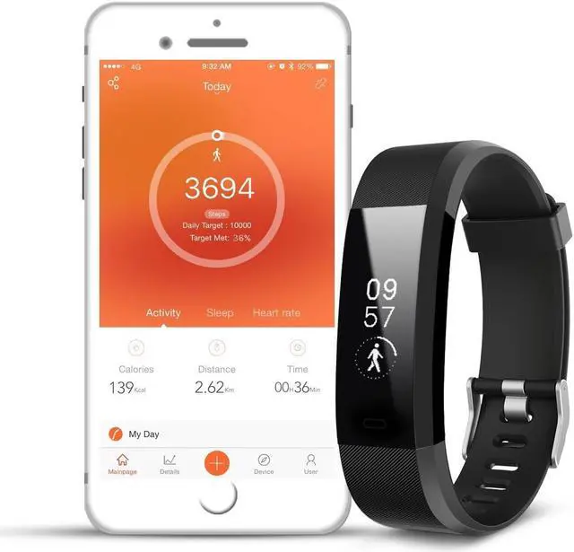 Alt view image 2 of 6 - Fitness Tracker Activity Tracker with Heart Rate Monitor Fitness Watch, IP67 Waterproof Smart Wristband with Calorie Counter Step Counter Sleep Monitor for Android and IOS