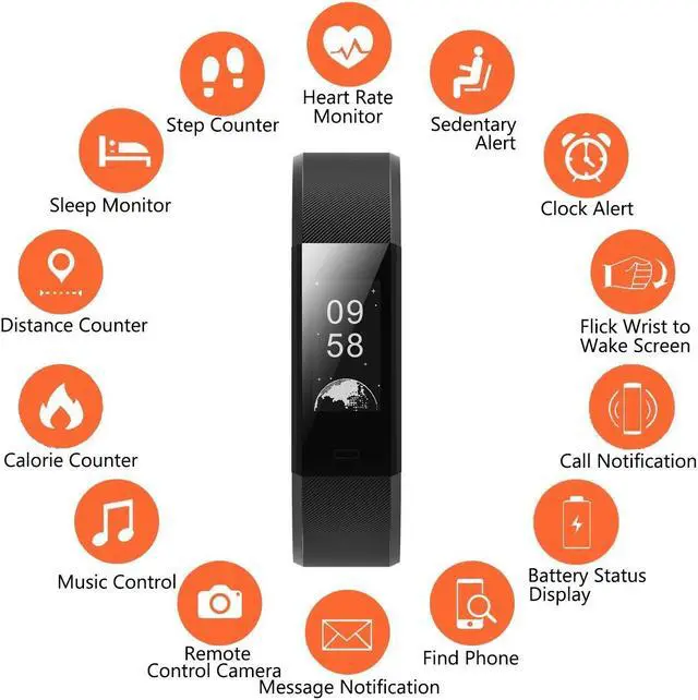 Alt view image 3 of 6 - Fitness Tracker Activity Tracker with Heart Rate Monitor Fitness Watch, IP67 Waterproof Smart Wristband with Calorie Counter Step Counter Sleep Monitor for Android and IOS