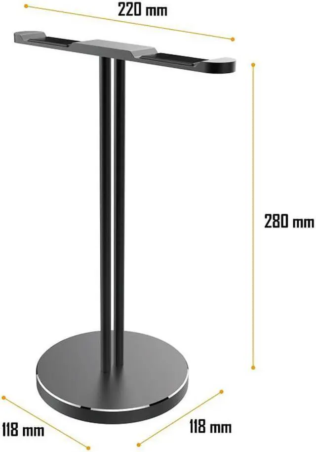 Alt view image 7 of 7 - Dual Headphone Stand Aluminum Metal Desk Headset Holder Bracket Desktop Earphone Hanger Mount for Beats Sennheiser Sony Audio-Technica Bose Shure AKG JBL Logitech Razer Gaming Headphones etc Black