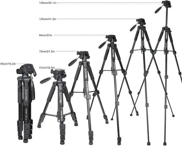 Alt view image 5 of 7 - 55" Compact Light Weight Travel Portable Folding SLR Camera Tripod for Canon Nikon Sony DSLR Camera Video with Carry Case(black)