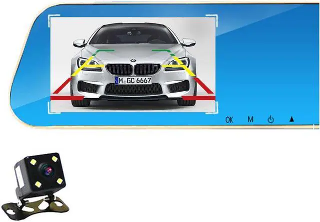 Alt view image 3 of 6 - 4.3" FHD 1080P Dual Lens Car Camera Dash Cam DVR Recorder 170°Wide Angle Front and Rear Mirror Backup Camera with G-Sensor, Loop Recording, Night Vision and Parking Mode