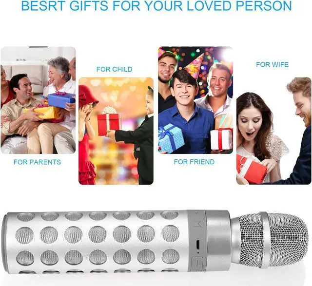 Alt view image 5 of 5 - Portable Wireless Karaoke Microphone Bluetooth Speaker Support TF Card Playing for Apple iPhone Android Smartphone or PC, Home KTV Outdoor Party Music Playing Singing