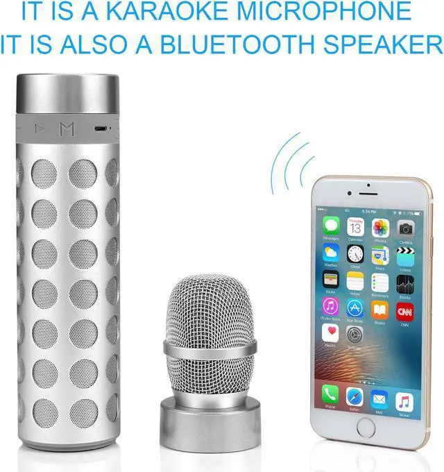 Alt view image 4 of 5 - Portable Wireless Karaoke Microphone Bluetooth Speaker Support TF Card Playing for Apple iPhone Android Smartphone or PC, Home KTV Outdoor Party Music Playing Singing
