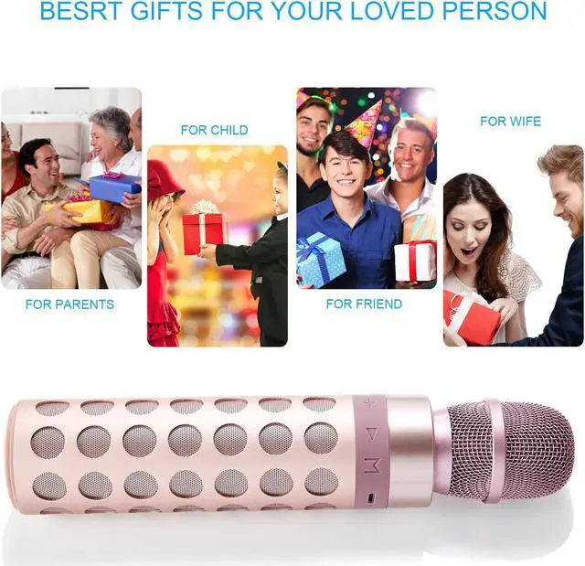 Alt view image 4 of 5 - Portable Wireless Karaoke Microphone Bluetooth Speaker Support TF Card Playing for Apple iPhone Android Smartphone or PC, Home KTV Outdoor Party Music Playing Singing