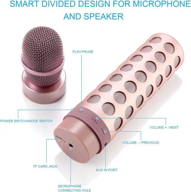 Alt view image 2 of 5 - Portable Wireless Karaoke Microphone Bluetooth Speaker Support TF Card Playing for Apple iPhone Android Smartphone or PC, Home KTV Outdoor Party Music Playing Singing
