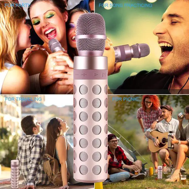 Alt view image 5 of 5 - Portable Wireless Karaoke Microphone Bluetooth Speaker Support TF Card Playing for Apple iPhone Android Smartphone or PC, Home KTV Outdoor Party Music Playing Singing