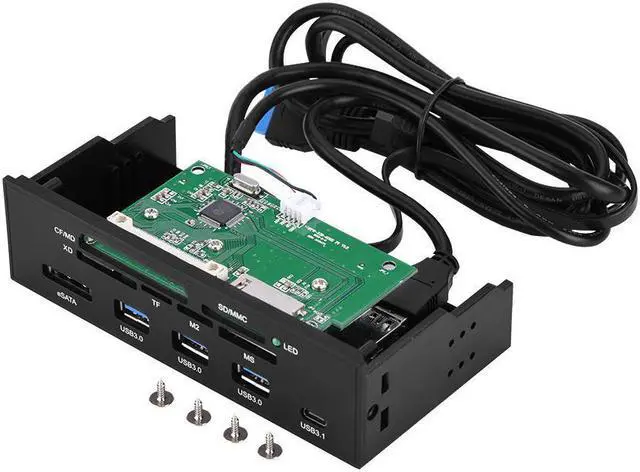 Alt view image 7 of 7 - 5.25 inch PC Computer Front panel All-in-1 Multifunction card reader with 3ports USB3.0,Type-C, eSATA ,Support M2, MSO, SD, MS, XD, 64G CF card (STW-3125),PC Panel 5.25" multifunctional Card Reader