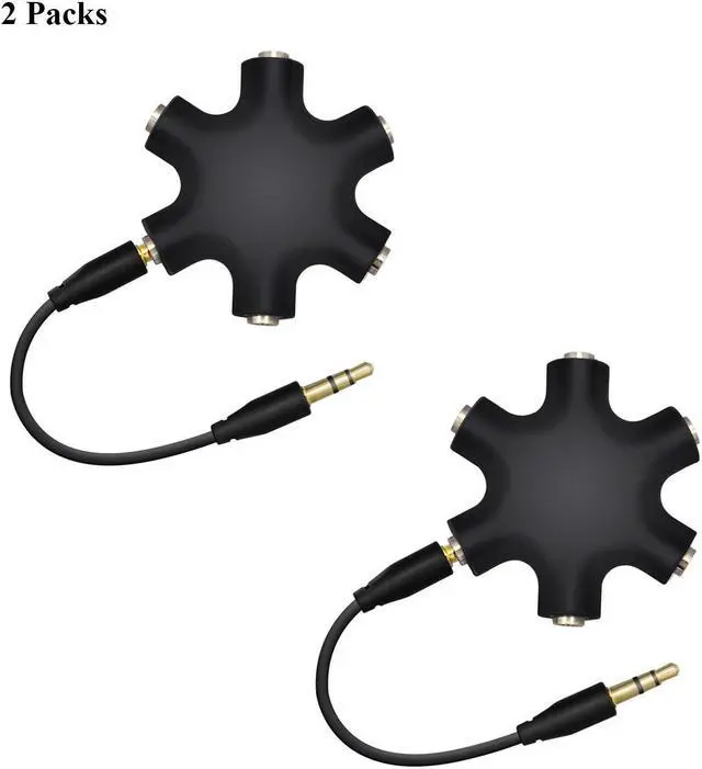 Main image of Headphone Splitter 3.5mm,1 to 5 Stereo Audio Adapter Converter for Samsung iPhone iPod iPad MP3/MP4 Players Tablets (pack of 2)