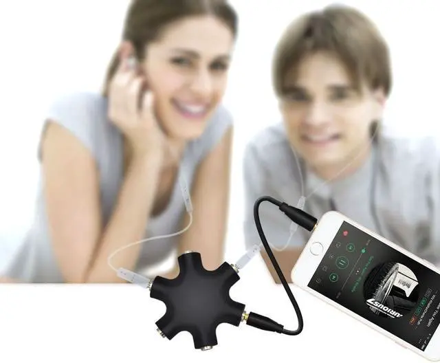 Alt view image 2 of 5 - Headphone Splitter 3.5mm,1 to 5 Stereo Audio Adapter Converter for Samsung iPhone iPod iPad MP3/MP4 Players Tablets (pack of 2)