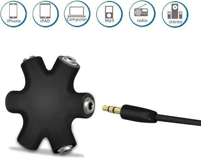Alt view image 4 of 5 - Headphone Splitter 3.5mm,1 to 5 Stereo Audio Adapter Converter for Samsung iPhone iPod iPad MP3/MP4 Players Tablets (pack of 2)
