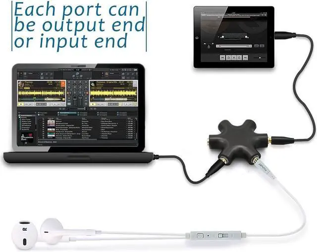 Alt view image 5 of 5 - Headphone Splitter 3.5mm,1 to 5 Stereo Audio Adapter Converter for Samsung iPhone iPod iPad MP3/MP4 Players Tablets (pack of 2)