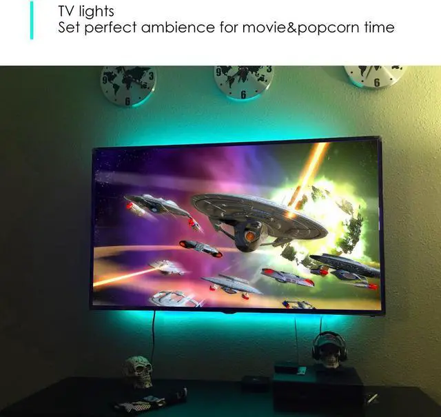 Alt view image 3 of 7 - LED Light Strip RGB Strip Lights LED Tape Lights Compatible with Alexa and Google Home 150 5050 SMD LEDs Smart Wifi Strip Lights