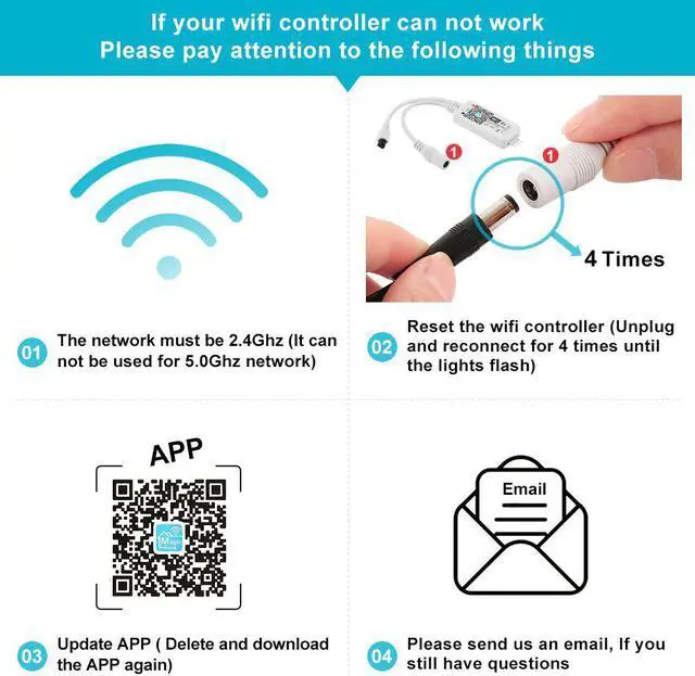 Alt view image 4 of 7 - WiFi Wireless LED Smart Controller Working with Android and IOS System Mobile Phone Free App for GRB LED Light Strips 5050 3528 LEDs Comes With One 24 Keys Remote Control