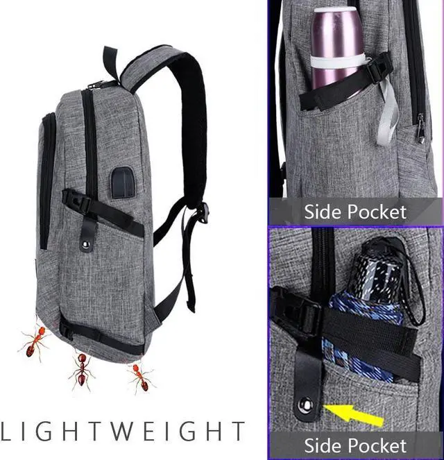 Alt view image 4 of 6 - Travel Laptop Backpack Business Laptop Backpack College School Backpack with USB Charging Port and Lock &Headphone interface Water-resistant Laptop Bag for Women and Men Fits up to 15.6-Inch Laptop