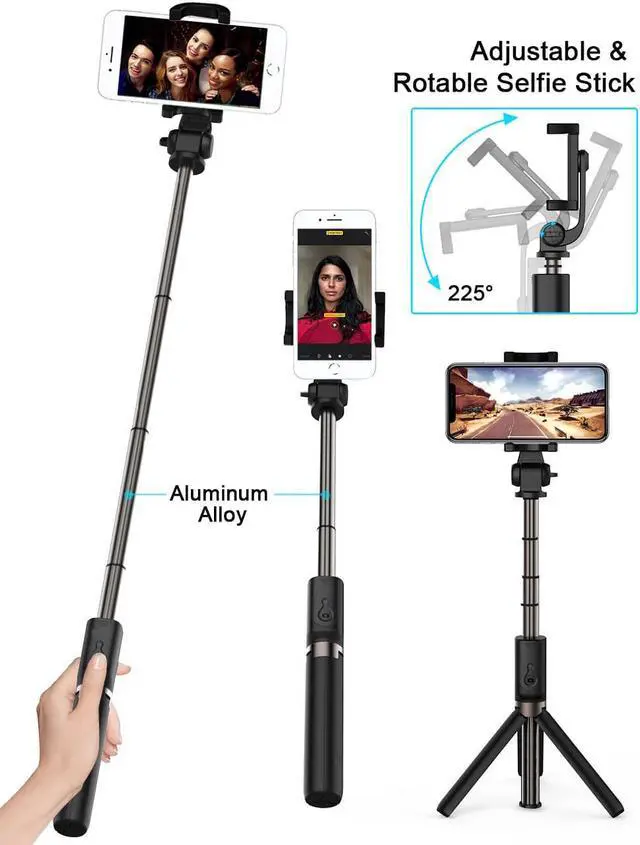 Alt view image 3 of 7 - Bluetooth Selfie Stick Tripod Wireless Remote for iPhone X 8 7 6 Samsung Android