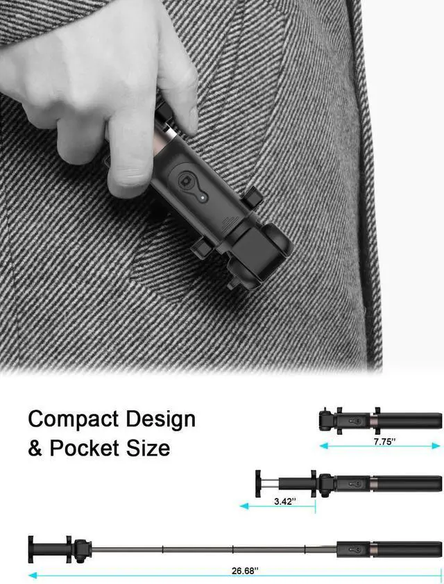 Alt view image 4 of 7 - Bluetooth Selfie Stick Tripod Wireless Remote for iPhone X 8 7 6 Samsung Android