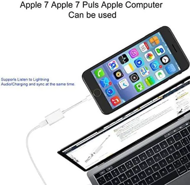 Alt view image 2 of 6 - iphone Dongle Splitter,Auxiliary Car Cables,iPhone 7 Plus 8 Plus X Adapter & Splitter,[2018 UPGRADED],Dual Lightning Headphone,Lightning Adapter, Audio Charge Adapter,for iPhone7/7Plus, iPhone8