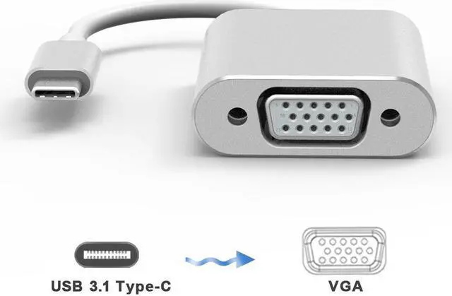 Alt view image 3 of 5 - USB C TO VGA Adapter,USB 3.1 Type C (USB-C) to VGA Adapter With Aluminium Case for 2017 MacBook Pro/Samsung Galaxy S8