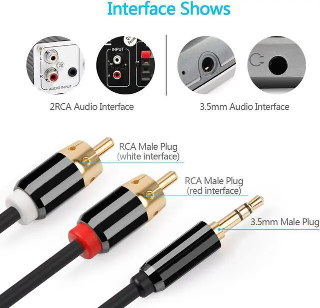 Alt view image 2 of 6 - RCA Audio Cable 3.5mm AUX Male to 2-Male RCA Cable Y Splitter Stereo Audio Cable