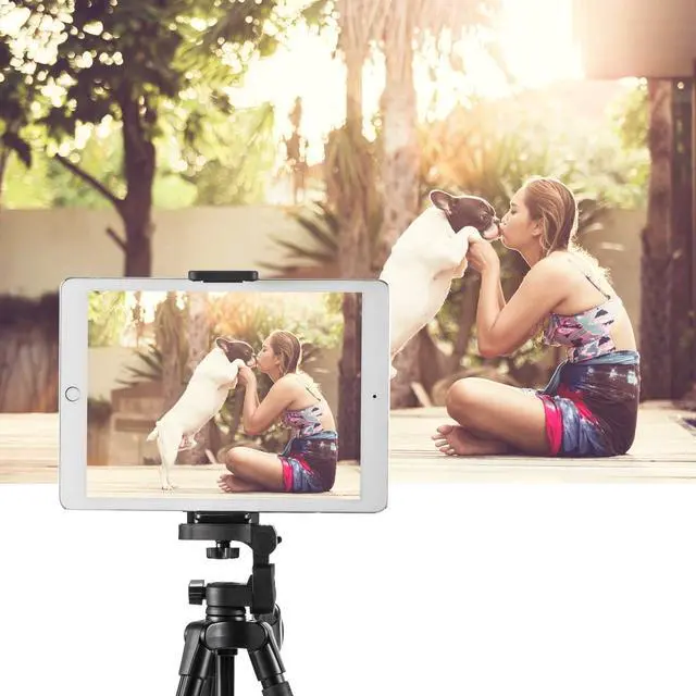 Alt view image 7 of 7 - 2 in 1 Universal Tablet iPad Mount Holder Tripod Adapter & Phone Mount Tripod Adapter, Tablet Tripod Holder, Use for both Tablet and Cellphone, Fits on Tripod, Monopod, Selfie Stick, etc.