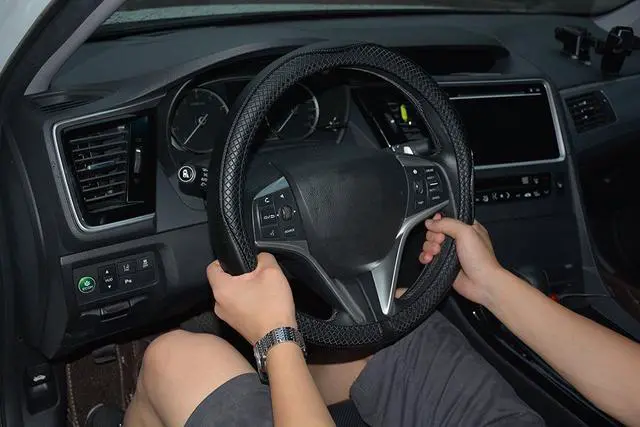 Alt view image 4 of 6 - Auto Car Steering Wheel Covers Universal 15" Genuine Leather Anti Slip Odor Free