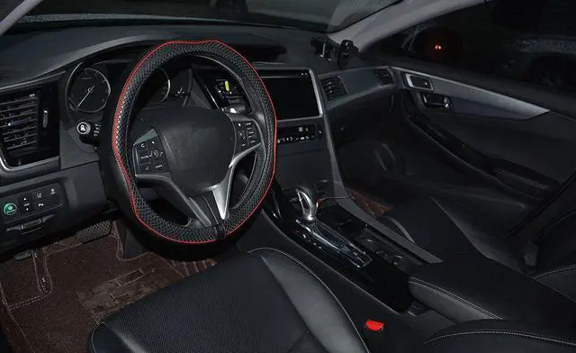 Alt view image 4 of 7 - Auto Car Steering Wheel Covers Universal 15" Genuine Leather Anti Slip Odor Free