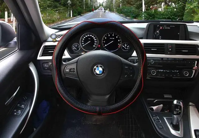 Alt view image 5 of 7 - Auto Car Steering Wheel Covers Universal 15" Genuine Leather Anti Slip Odor Free