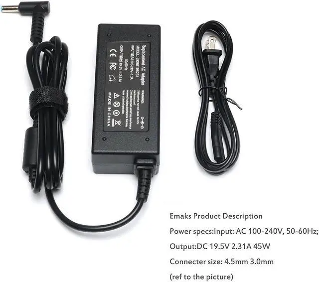 Alt view image 4 of 6 - 19.5V 2.31A 45W Ac Adapter /Laptop Charger /Power supply for HP 15-ay117cl 15-ay137cl 15-ay198nr 15-ay009dx 15-ay196nr;13-ab016nr 11-ab011dx 15-ba010nr;14-ak040nr 14-ak050nr 15-bk193ms