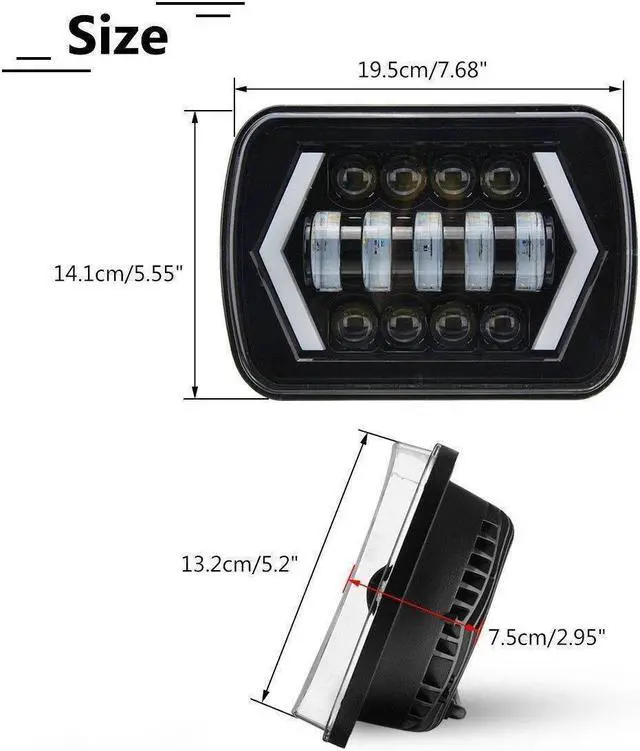 Alt view image 5 of 7 - LED Projector Headlight Hi-Lo Beam Halo DRL For Jeep Cherokee XJ Truck 7x6'' 5X7