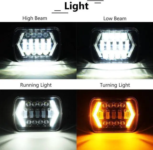 Alt view image 2 of 7 - LED Projector Headlight Hi-Lo Beam Halo DRL For Jeep Cherokee XJ Truck 7x6'' 5X7