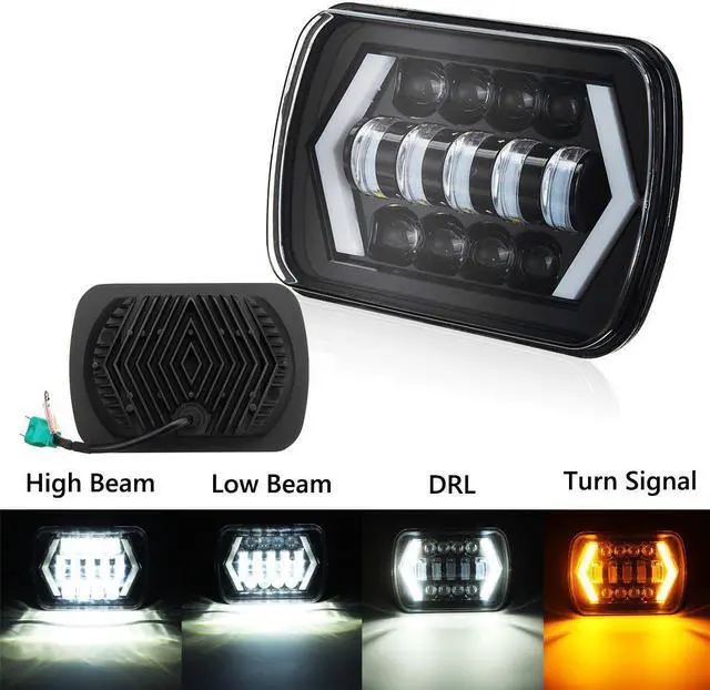 Alt view image 6 of 7 - LED Projector Headlight Hi-Lo Beam Halo DRL For Jeep Cherokee XJ Truck 7x6'' 5X7