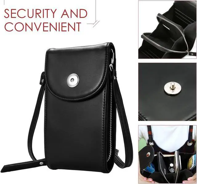 Alt view image 2 of 7 - Crossbody Cell Phone Bag, Cellphone Wallet Purse PU Leather 3 Layers Storage Phone Pouch Women Handbag with Shoulder Strap for iPhone 6,7 Samsung S7 S6 Smartphone under 5.5 Inch Black