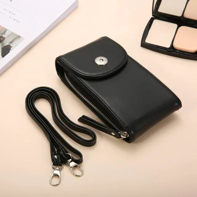 Alt view image 7 of 7 - Crossbody Cell Phone Bag, Cellphone Wallet Purse PU Leather 3 Layers Storage Phone Pouch Women Handbag with Shoulder Strap for iPhone 6,7 Samsung S7 S6 Smartphone under 5.5 Inch Black