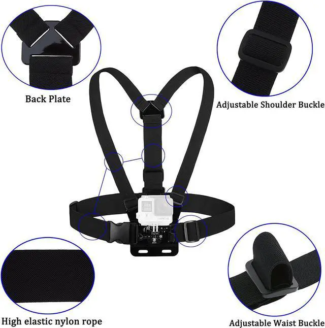 Alt view image 2 of 7 - Adjustable Chest Mount Harness + 3-Way Pivot Arm for Gopro Session Hero6 Hero 4 Hero 5 Hero 3+ Hero 3 Hero 2 Hero Camera Fully Adjustable Chest Strap Suitable for Outdoor Sports