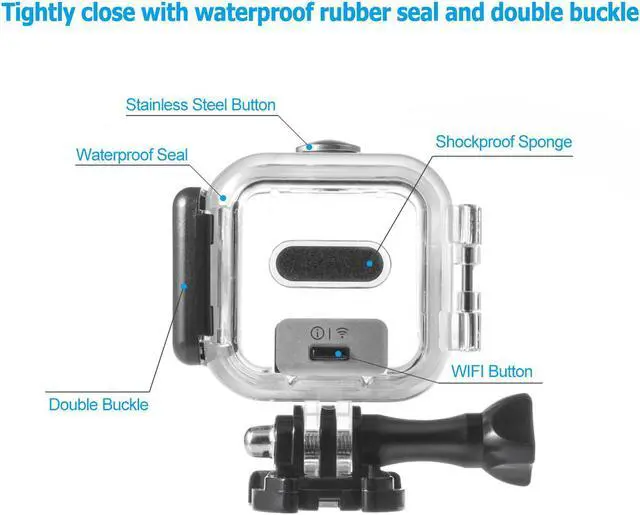 Alt view image 4 of 7 - 45M Dive Housing Case for Gopro Hero 5 Session / Hero Session / Hero 4 Session Waterproof Case Diving Protective Shell with Bracket Accessories Kit for Gopro Hero5 Session & Hero Session