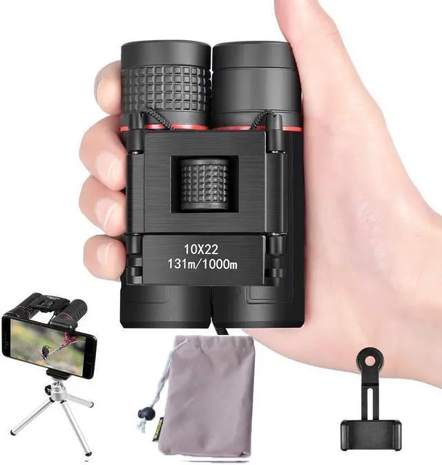 Main image of 10X22 Mini Binoculars with Tripod Mount, HD Portable Roof Small Pocket Folding Binoculars with BAK7 Prism FMC Lens for Adults and Kids Birding, Sightseeing, Hunting, Sporting Game