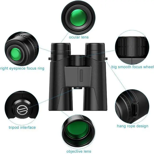Alt view image 2 of 7 - Binoculars for Adults, 12x42 Low Night Vision Binoculars Telescopes with Cell Phone Photography Adapter and Wireless Camera Shutter Remote Control for Bird Watching/Hunting/Camping/Travelling