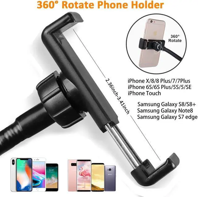 Alt view image 5 of 7 - Selfie Ring Light with Cell Phone Holder Stand for Live Stream / Makeup, Clip Lazy Bracket for iPhone / Android, [3-Light Mode] [10-Level Brightness] LED Desk Lamp for Kitchen, Bedroom