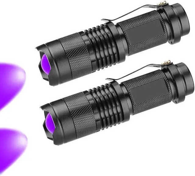 Main image of 2 Pack Blacklight Flashlight Scorpion UV Flashlight, Ultraviolet LED Flashlight, Pet Urine and Stains Detector, Scorpion Hunting, 3 Light Modes with Zoom Function