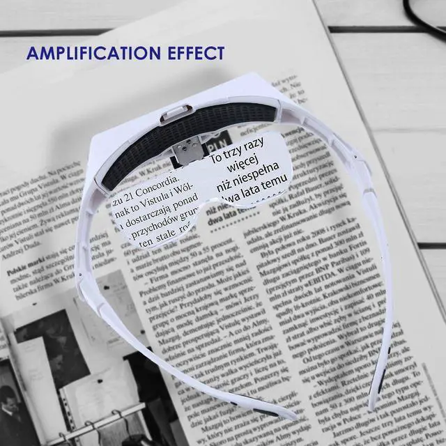 Alt view image 6 of 7 - Headband Magnifier With LED Light, Handsfree Reading Head Mount Magnifier Glasses Light Bracket 5 Replaceable Lenses for Reading, Jewelry Loupe, Watch Electronic Repair 1.0X 1.5X 2.0X 2.5X 3.5X
