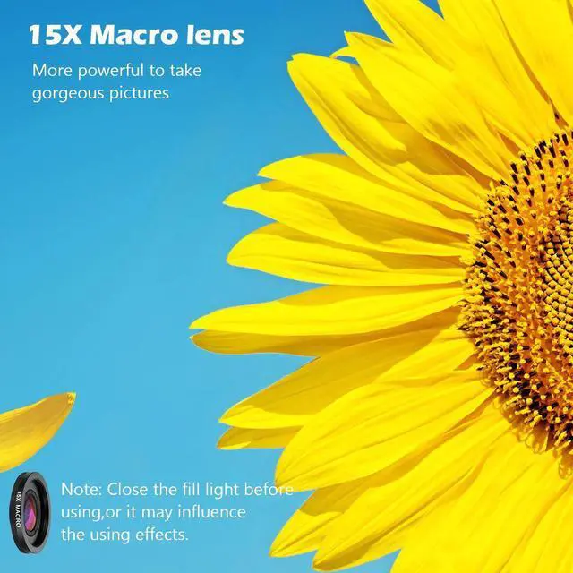 Alt view image 7 of 7 - 3 in 1 Cell Phone Lens Kit, 10 LED Rechargeable Beauty Selfie Light, 15X Macro Lens, 0.4X-0.6X Wide Angle Lens, 3 Adjustable Brightness Fill Light for iPhone, Samsung & Most Smartphones