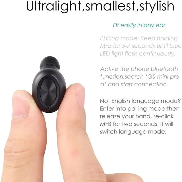 Alt view image 3 of 7 - Bluetooth Earbud Mini Invisible Bluetooth Headphone Wireless Car Headset Magnetic Charger With HD Mic