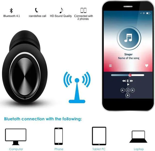 Alt view image 6 of 7 - Bluetooth Earbud Mini Invisible Bluetooth Headphone Wireless Car Headset Magnetic Charger With HD Mic