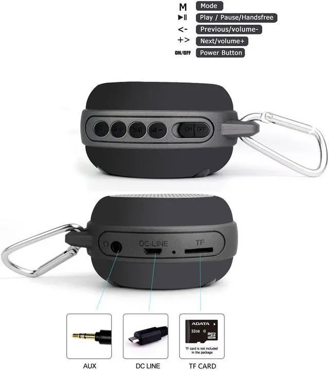 Alt view image 2 of 7 - Mini Bluetooth Speakers FM Radio Mp3 Player,Super-portable Wireless Speaker with Mic,Hands-Free Speakerphone,Micro TF SD Card,3.5 mm AUX Line In-Black