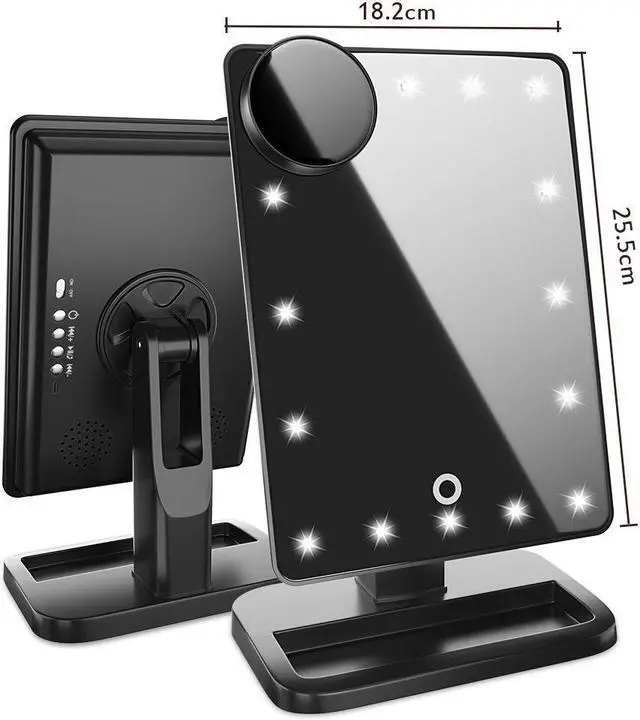 Alt view image 3 of 7 - Makeup Mirror with Wireless Bluetooth Speaker USB Chargeable with LED Lights Mirror Removable 10x Magnifier 180° Rotation Vanity Mirror with Lights