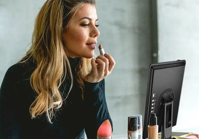 Alt view image 7 of 7 - Makeup Mirror with Wireless Bluetooth Speaker USB Chargeable with LED Lights Mirror Removable 10x Magnifier 180° Rotation Vanity Mirror with Lights