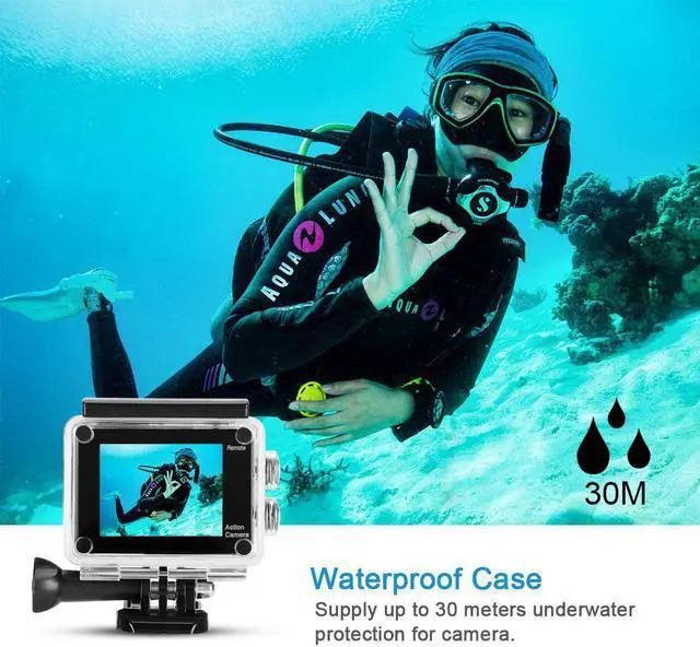 Alt view image 3 of 7 - Action Camera 4K 30m Underwater Camera 16MP Wifi Sport Camera 170°Wide Angle Waterproof Camera With 2x1350 mAh Rechargeable Batteries And Full Accessories Compatible With GoPro