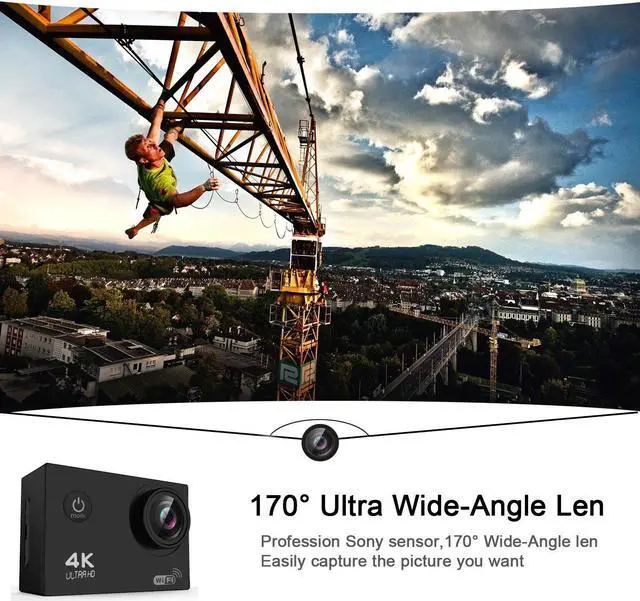 Alt view image 4 of 7 - Action Camera 4K 30m Underwater Camera 16MP Wifi Sport Camera 170°Wide Angle Waterproof Camera With 2x1350 mAh Rechargeable Batteries And Full Accessories Compatible With GoPro