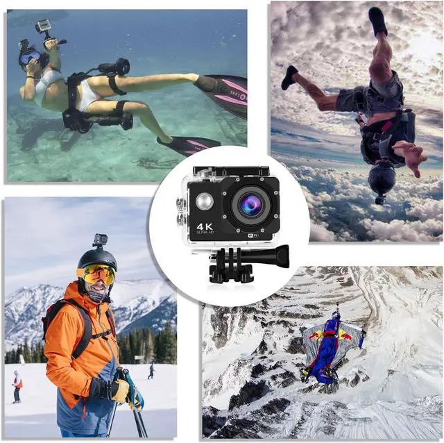 Alt view image 6 of 7 - Action Camera 4K 30m Underwater Camera 16MP Wifi Sport Camera 170°Wide Angle Waterproof Camera With 2x1350 mAh Rechargeable Batteries And Full Accessories Compatible With GoPro