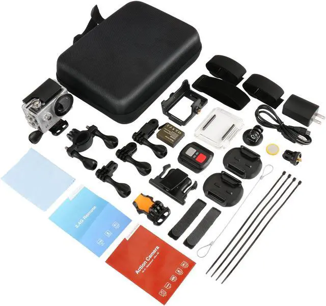 Alt view image 7 of 7 - Action Camera 4K WiFi Ultra HD Waterproof Sport Camera 12 MP 170 Degree 2 Inch LCD Screen Remote Control 2Pcs Batteries 19 Accessories -Silver